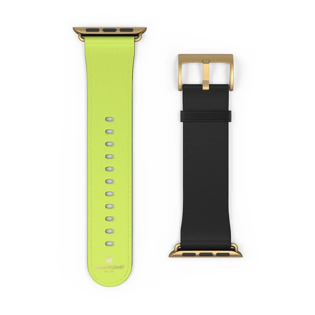 Light Green Black Watch Band, Dual Solid Color Print Premium 38mm/42mm Watch Band- Made in USA
