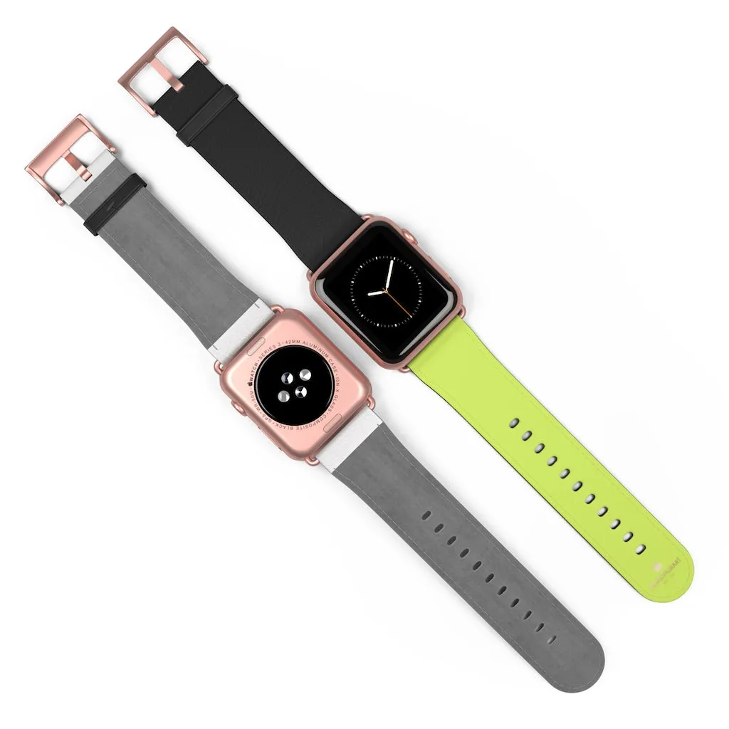 Light Green Black Watch Band, Dual Solid Color Print Premium 38mm/42mm Watch Band- Made in USA