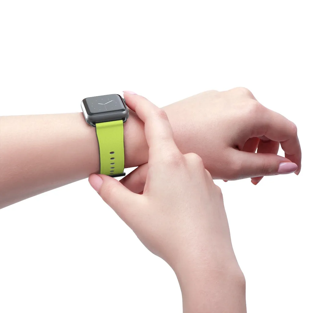 Light Green Black Watch Band, Dual Solid Color Print Premium 38mm/42mm Watch Band- Made in USA