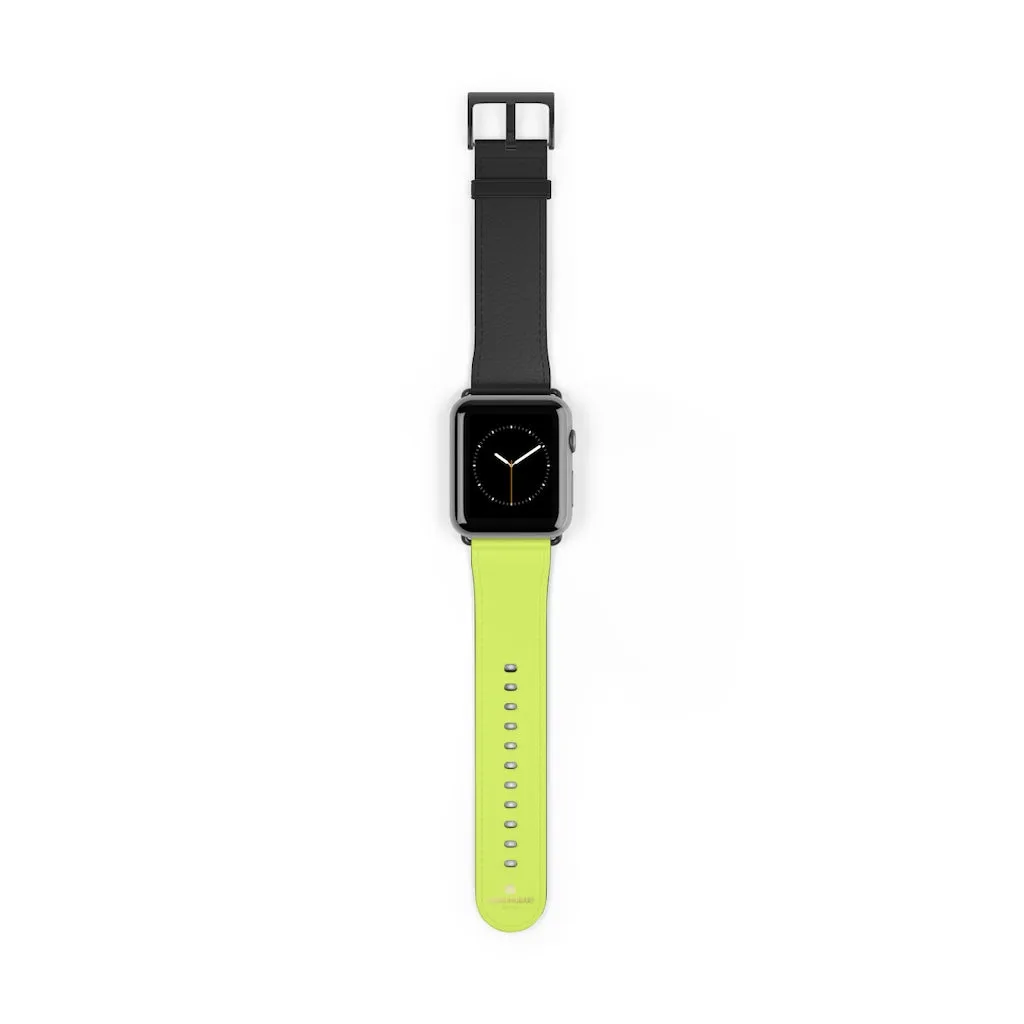 Light Green Black Watch Band, Dual Solid Color Print Premium 38mm/42mm Watch Band- Made in USA