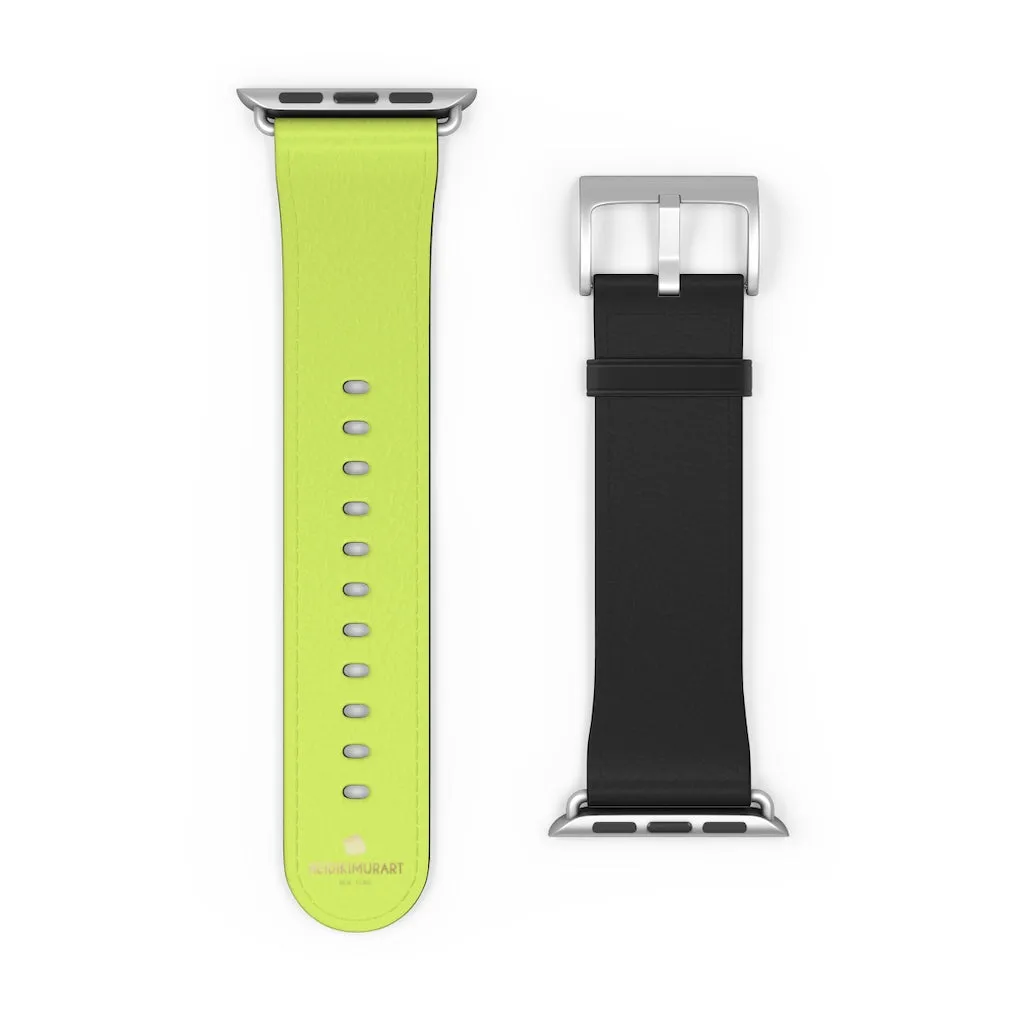 Light Green Black Watch Band, Dual Solid Color Print Premium 38mm/42mm Watch Band- Made in USA