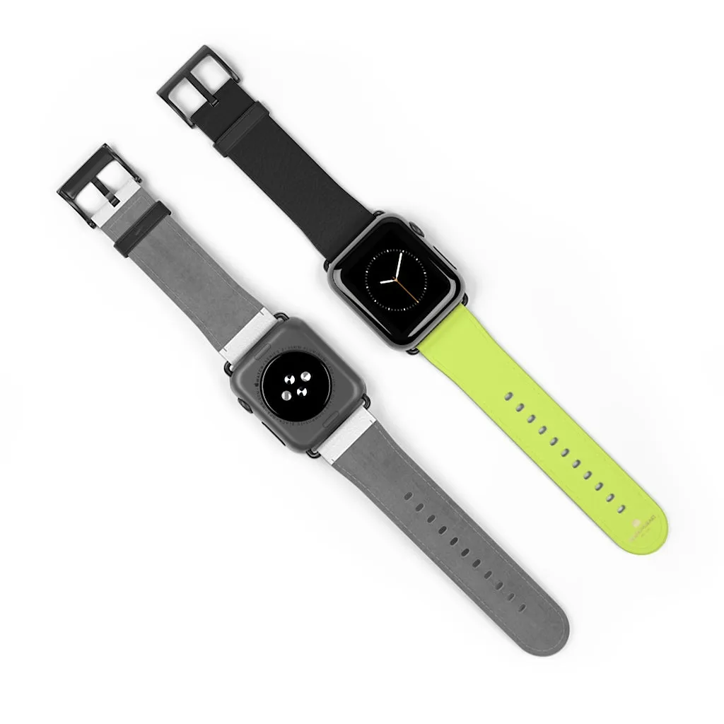 Light Green Black Watch Band, Dual Solid Color Print Premium 38mm/42mm Watch Band- Made in USA