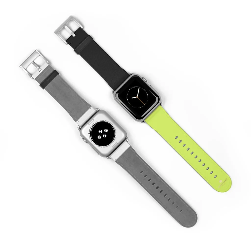 Light Green Black Watch Band, Dual Solid Color Print Premium 38mm/42mm Watch Band- Made in USA