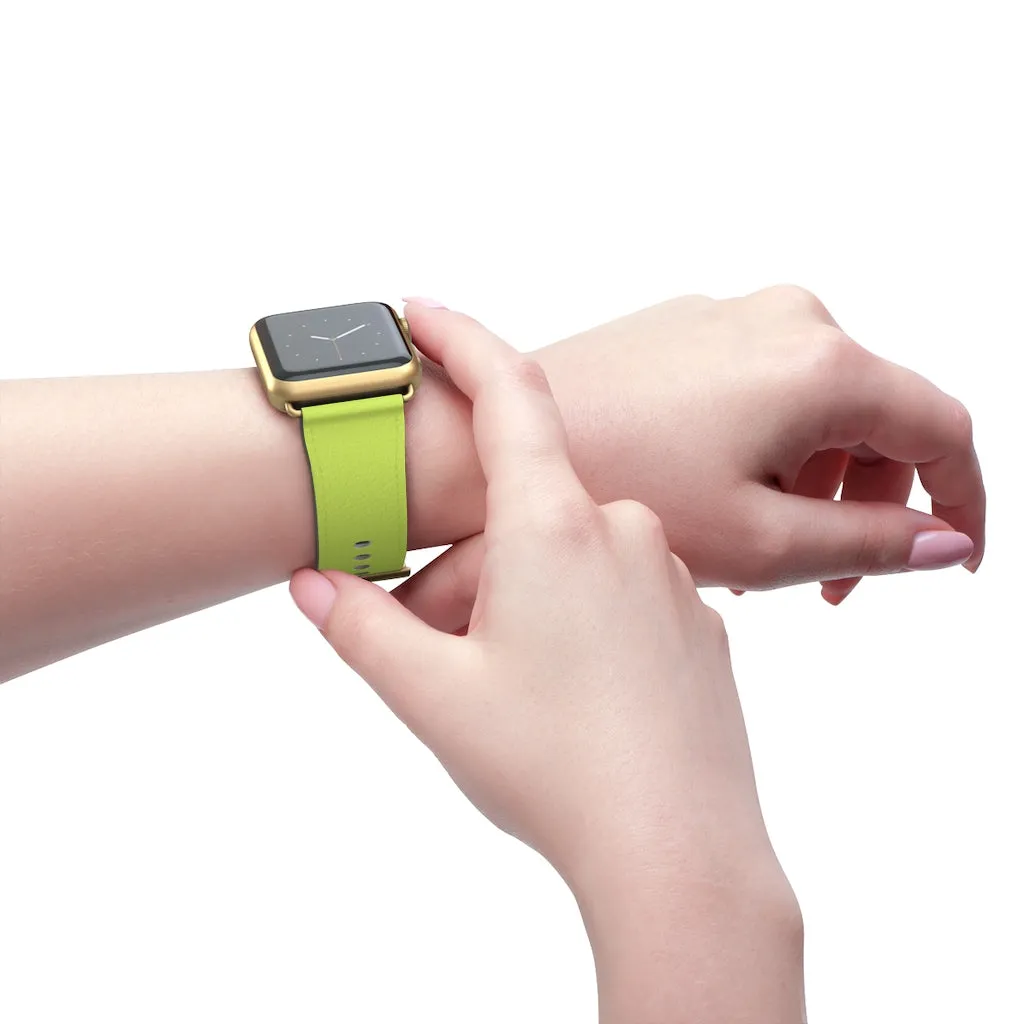 Light Green Black Watch Band, Dual Solid Color Print Premium 38mm/42mm Watch Band- Made in USA