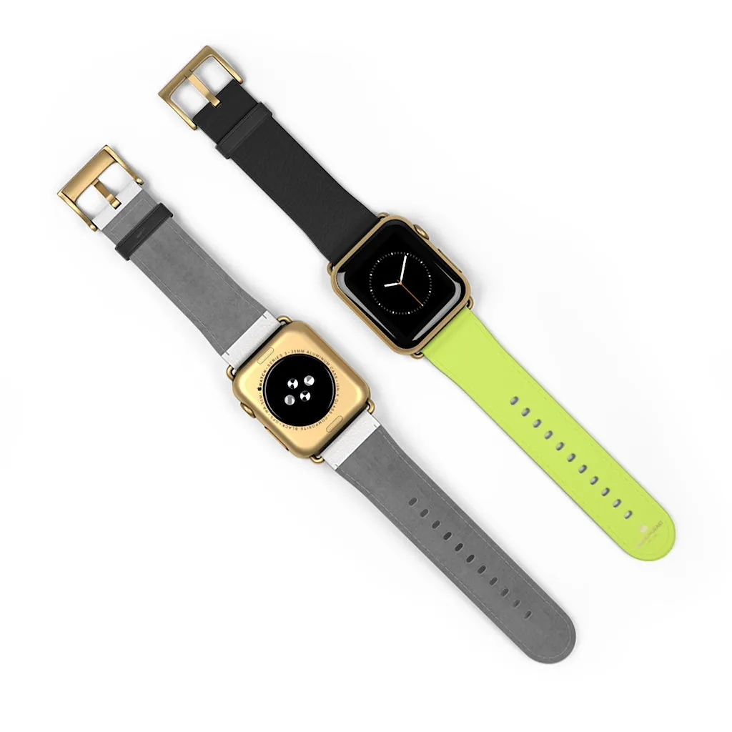 Light Green Black Watch Band, Dual Solid Color Print Premium 38mm/42mm Watch Band- Made in USA