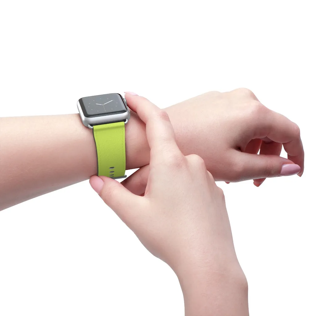Light Green Black Watch Band, Dual Solid Color Print Premium 38mm/42mm Watch Band- Made in USA