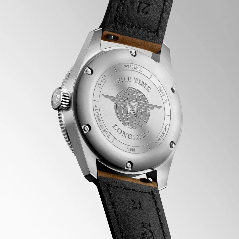 Longines Spirit Zulu Time GMT 39mm Black Dial Automatic Watch L3.802.4.63.2