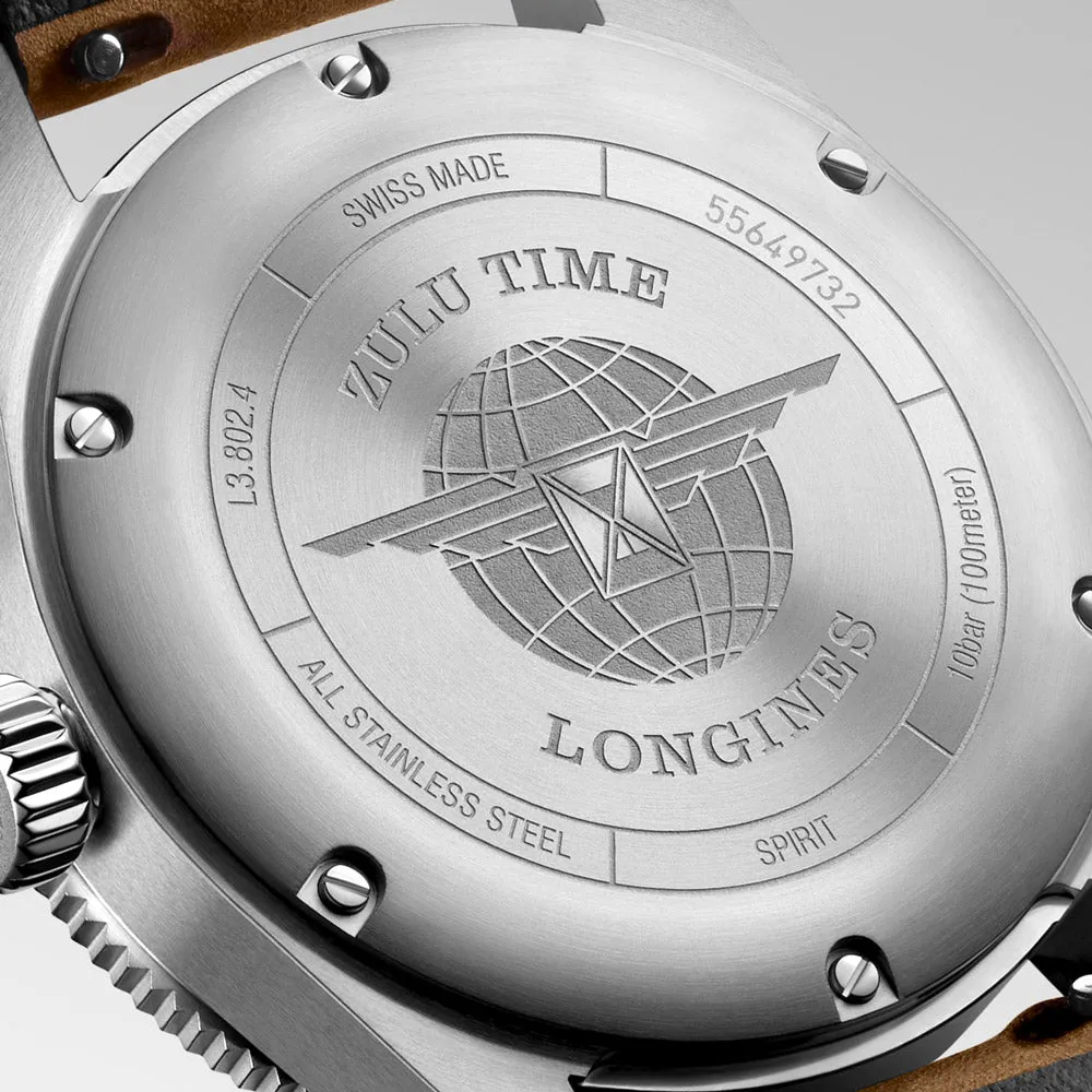 Longines Spirit Zulu Time GMT 39mm Black Dial Automatic Watch L3.802.4.63.2
