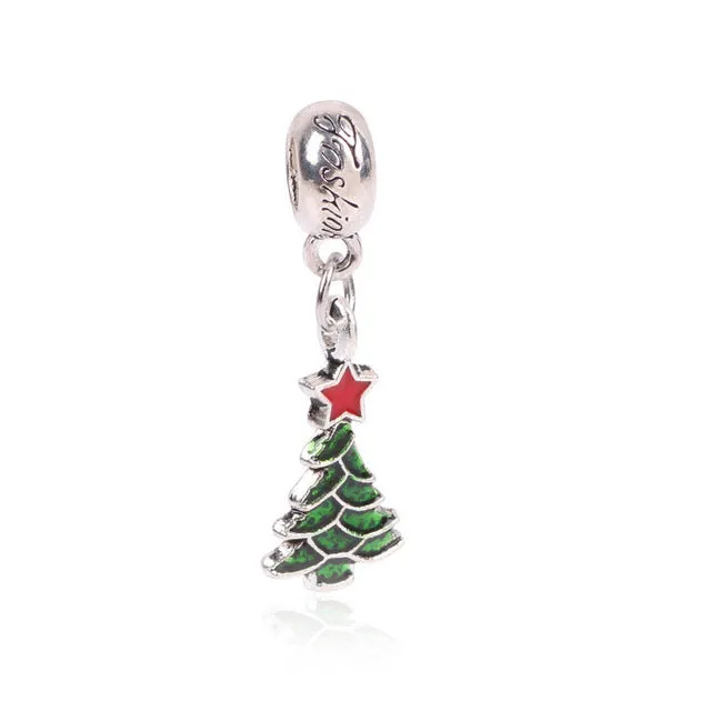 Lovely Green Beads Fit Original Pandora Bracelet Necklace Big Hole Diy Charms For Women Enamel Heart Shape Pendant For Girl Gift