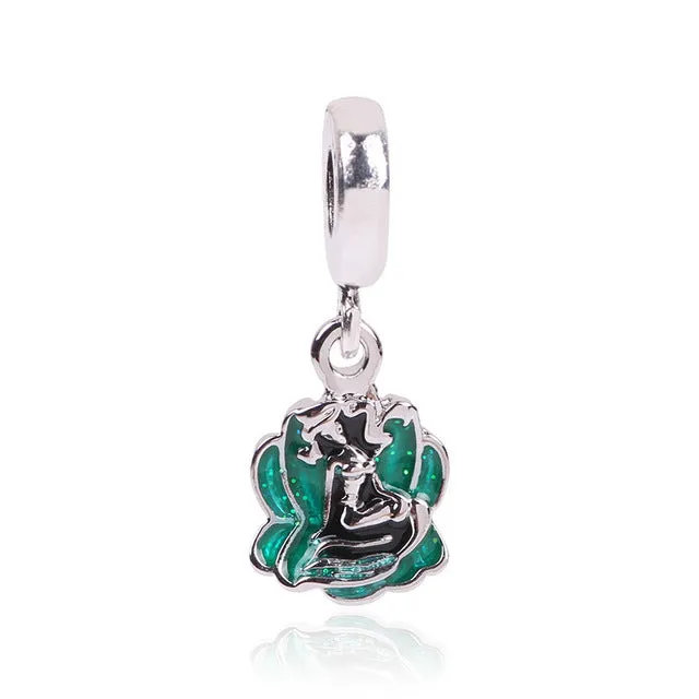 Lovely Green Beads Fit Original Pandora Bracelet Necklace Big Hole Diy Charms For Women Enamel Heart Shape Pendant For Girl Gift