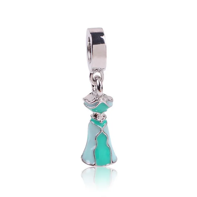 Lovely Green Beads Fit Original Pandora Bracelet Necklace Big Hole Diy Charms For Women Enamel Heart Shape Pendant For Girl Gift