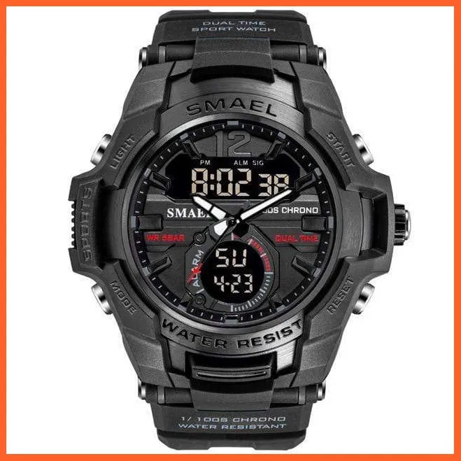 Mens Fashion Sport Quartz Led Digital Watch | 50M Waterproof Wristwatch Men'S Strong Pu Leather Business Casual Watches
