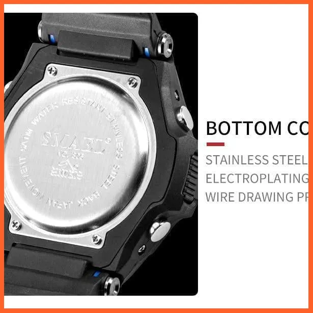 Mens Fashion Sport Quartz Led Digital Watch | 50M Waterproof Wristwatch Men'S Strong Pu Leather Business Casual Watches