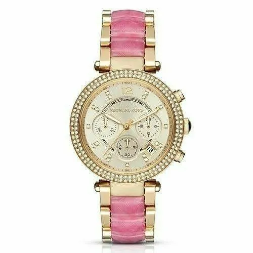 Michael Kors Ladies Watch Chronograph Parker 39mm Yellow Gold MK6363