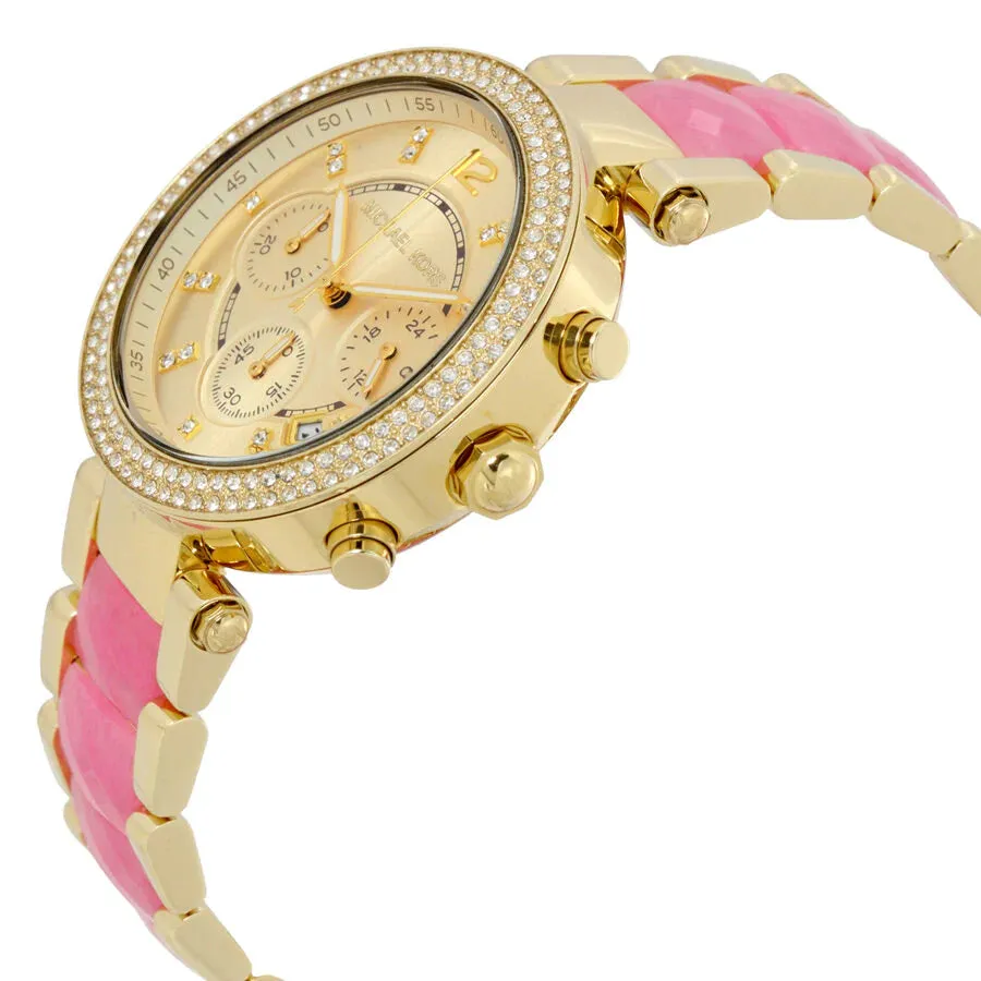 Michael Kors Ladies Watch Chronograph Parker 39mm Yellow Gold MK6363