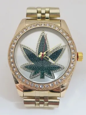 Montres Carlo Stainless Steel Jewel Inset Face Wristwatch