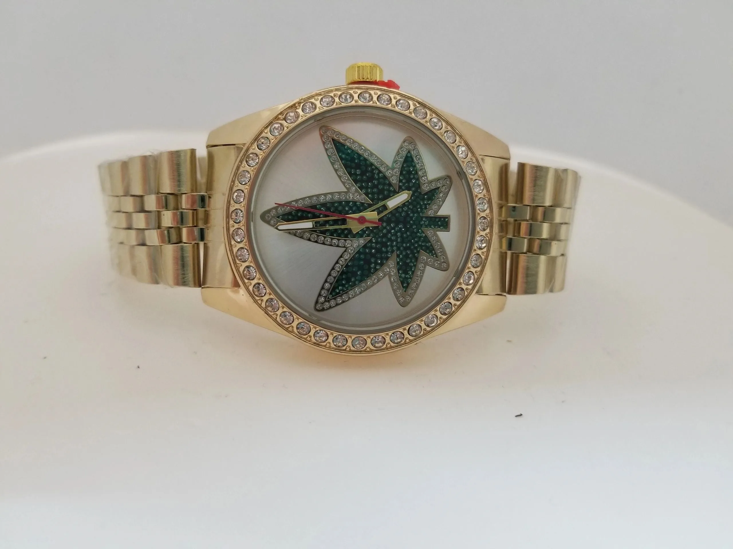 Montres Carlo Stainless Steel Jewel Inset Face Wristwatch