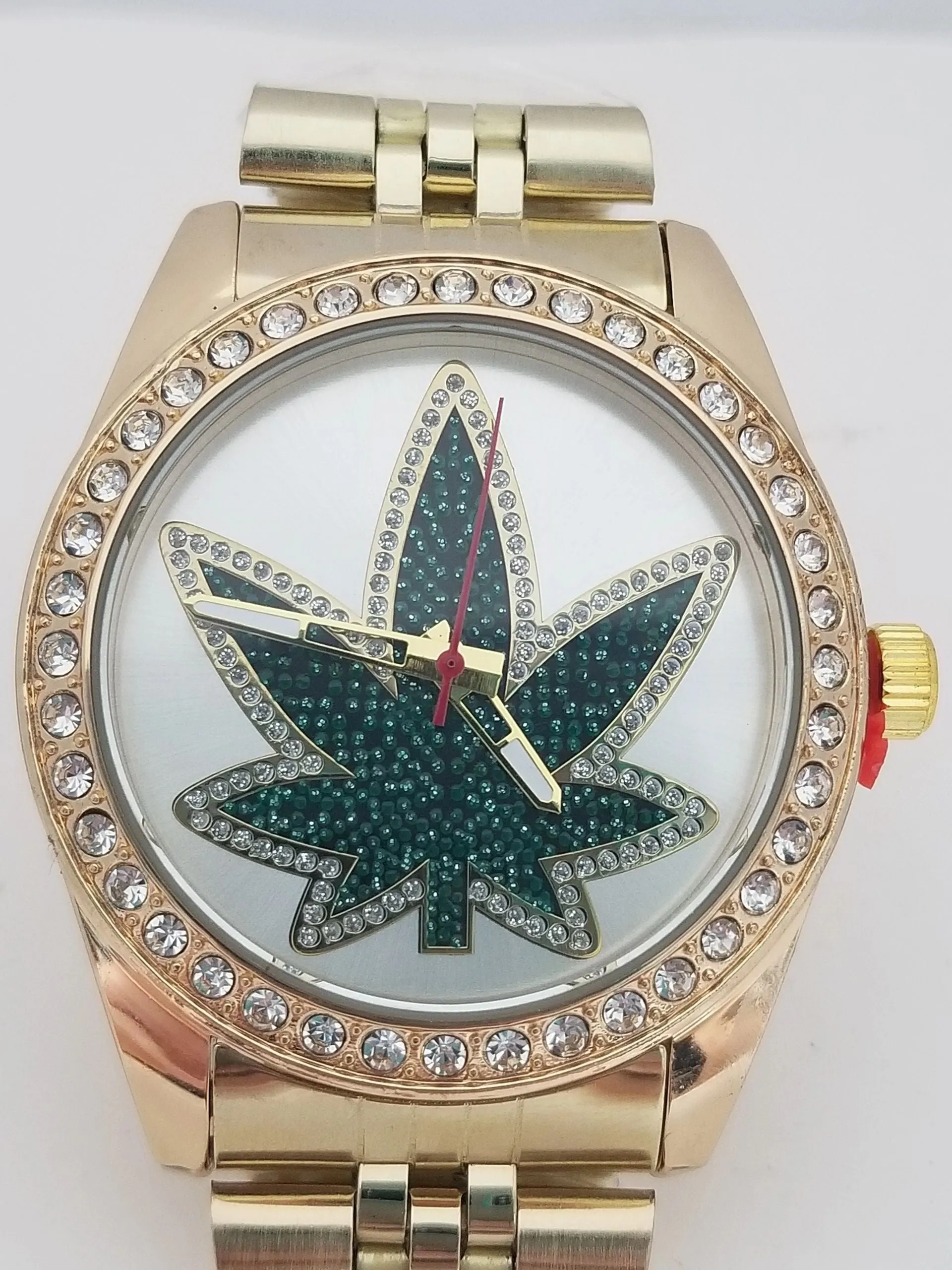 Montres Carlo Stainless Steel Jewel Inset Face Wristwatch