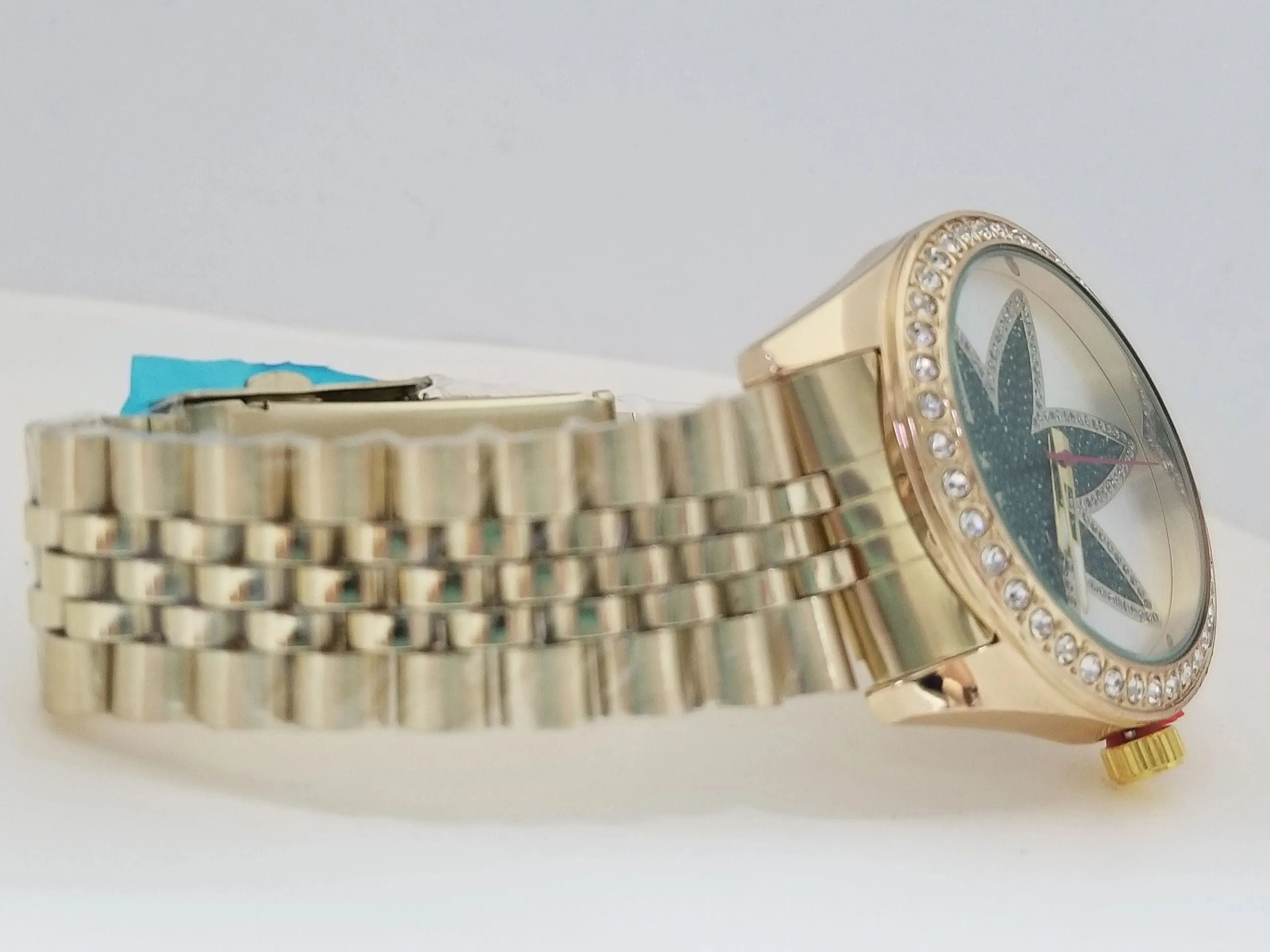 Montres Carlo Stainless Steel Jewel Inset Face Wristwatch