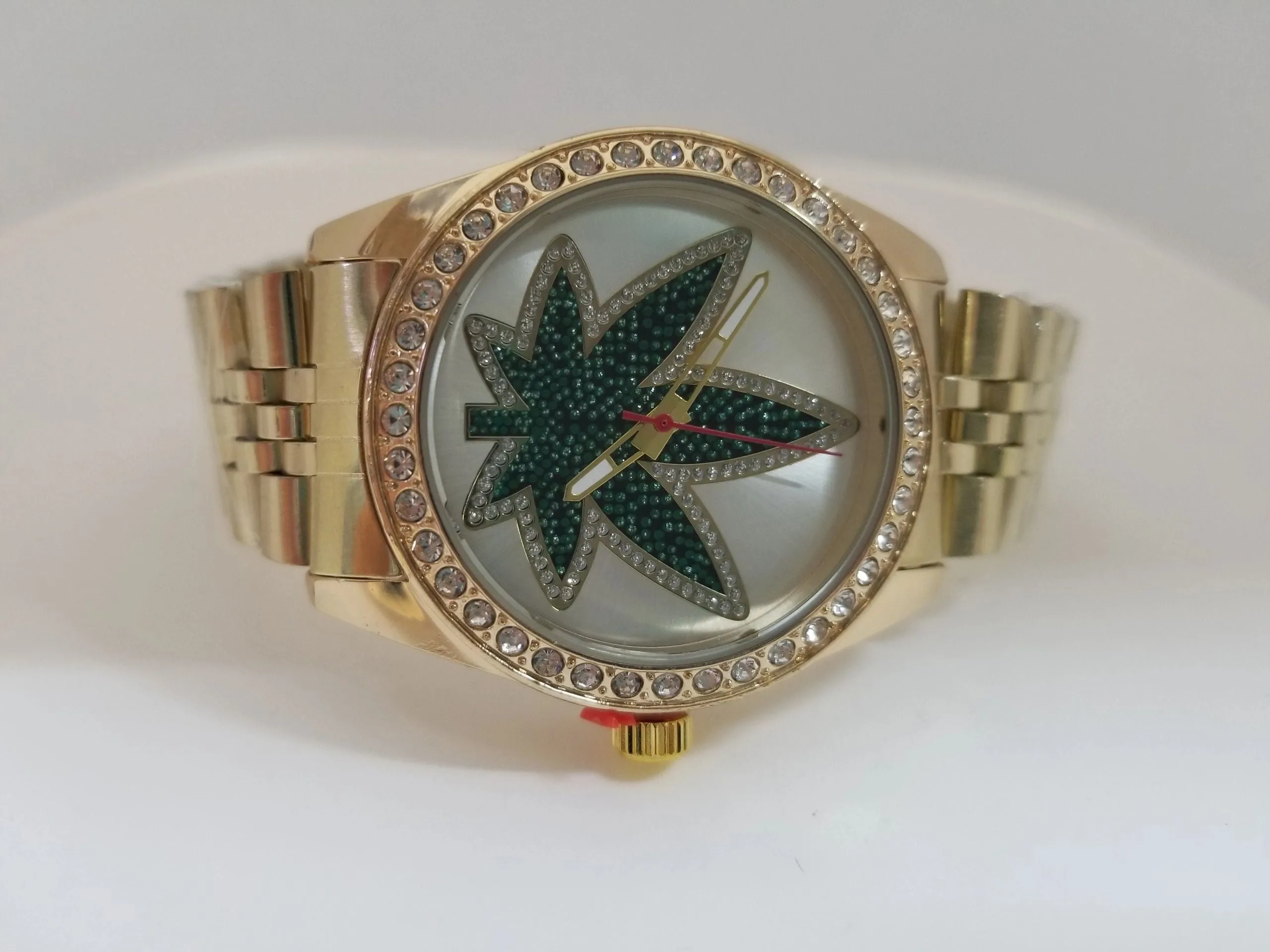 Montres Carlo Stainless Steel Jewel Inset Face Wristwatch