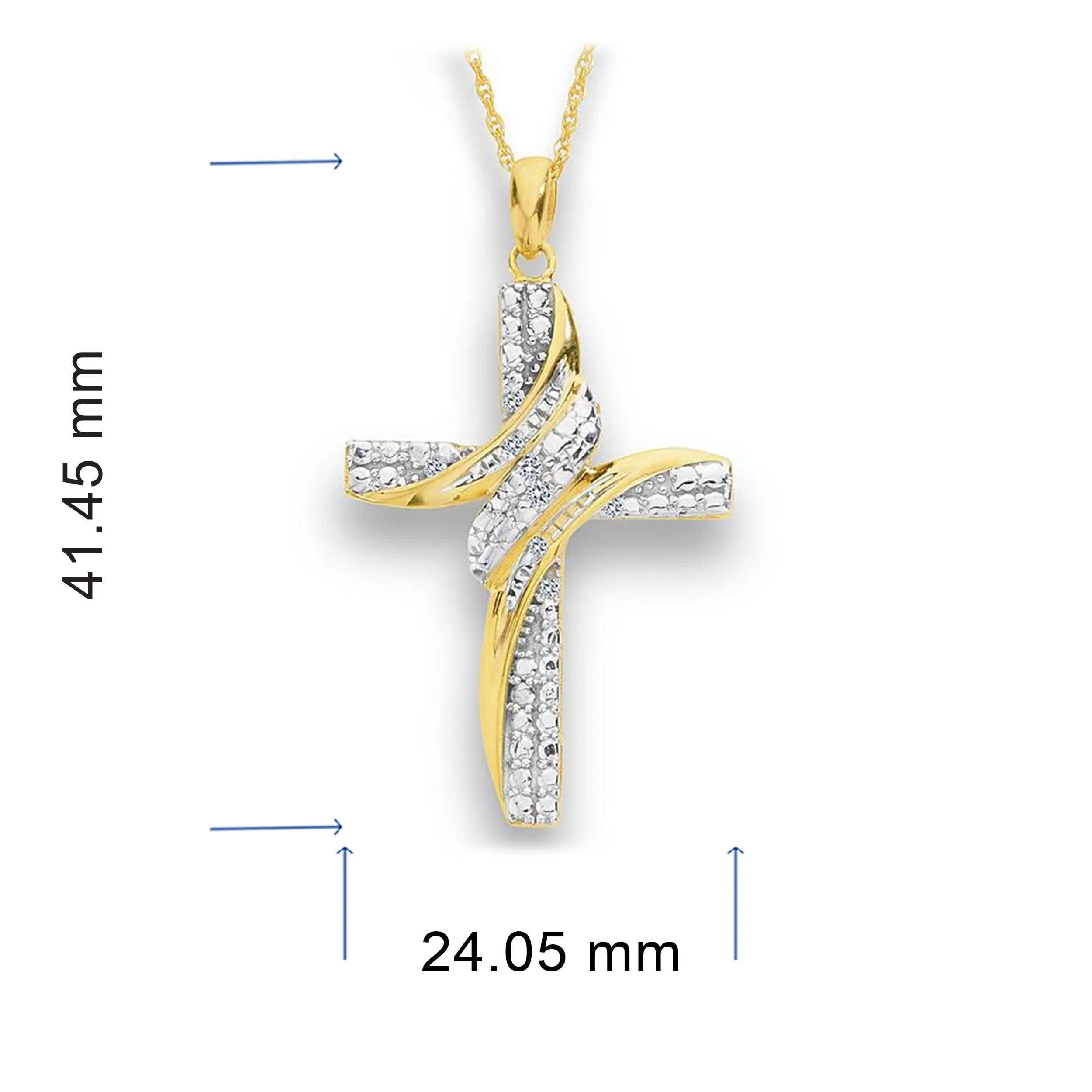Natalia Drake Diamond Accent Cross Shape Necklace for Women in Yellow Gold Plated Sterling Silver