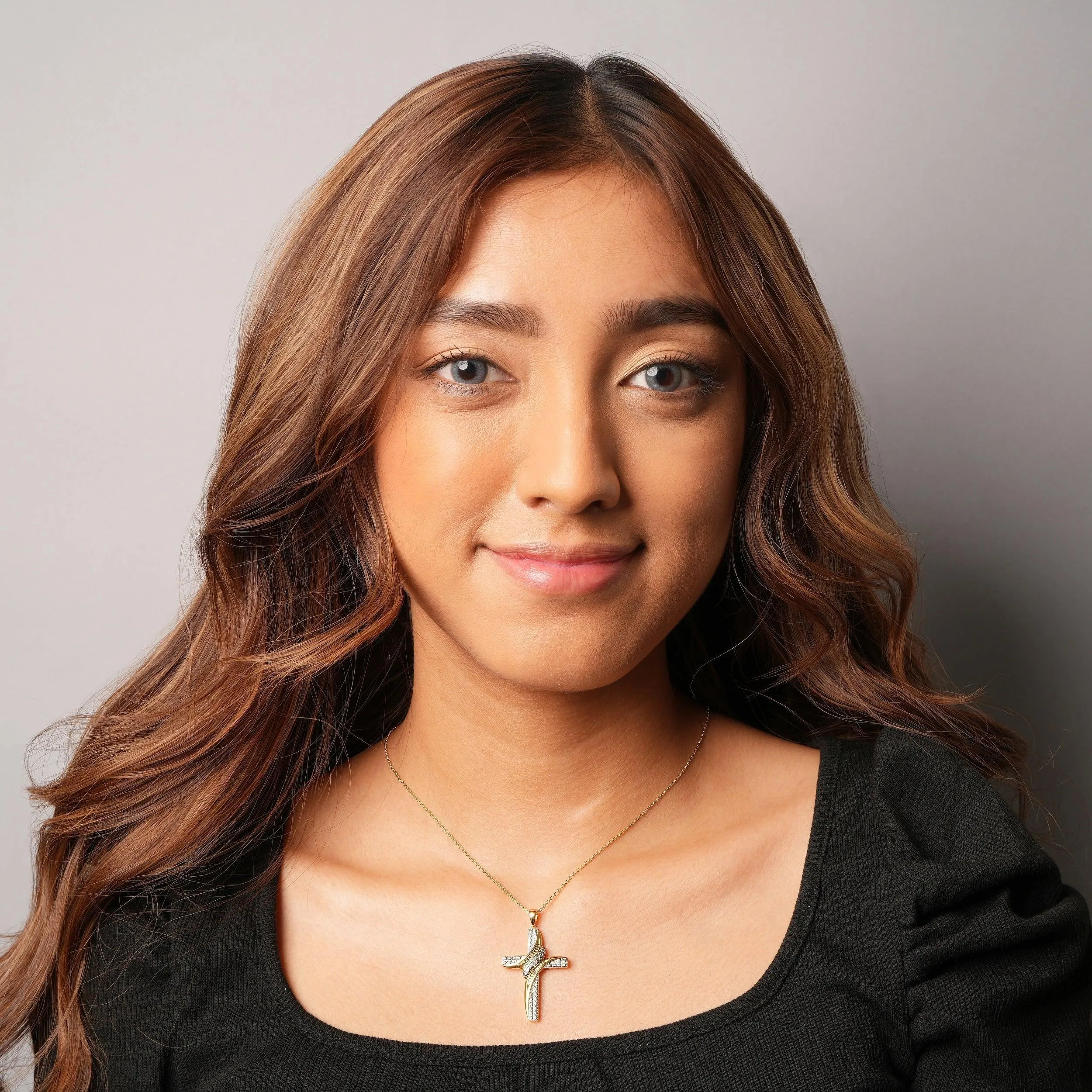 Natalia Drake Diamond Accent Cross Shape Necklace for Women in Yellow Gold Plated Sterling Silver