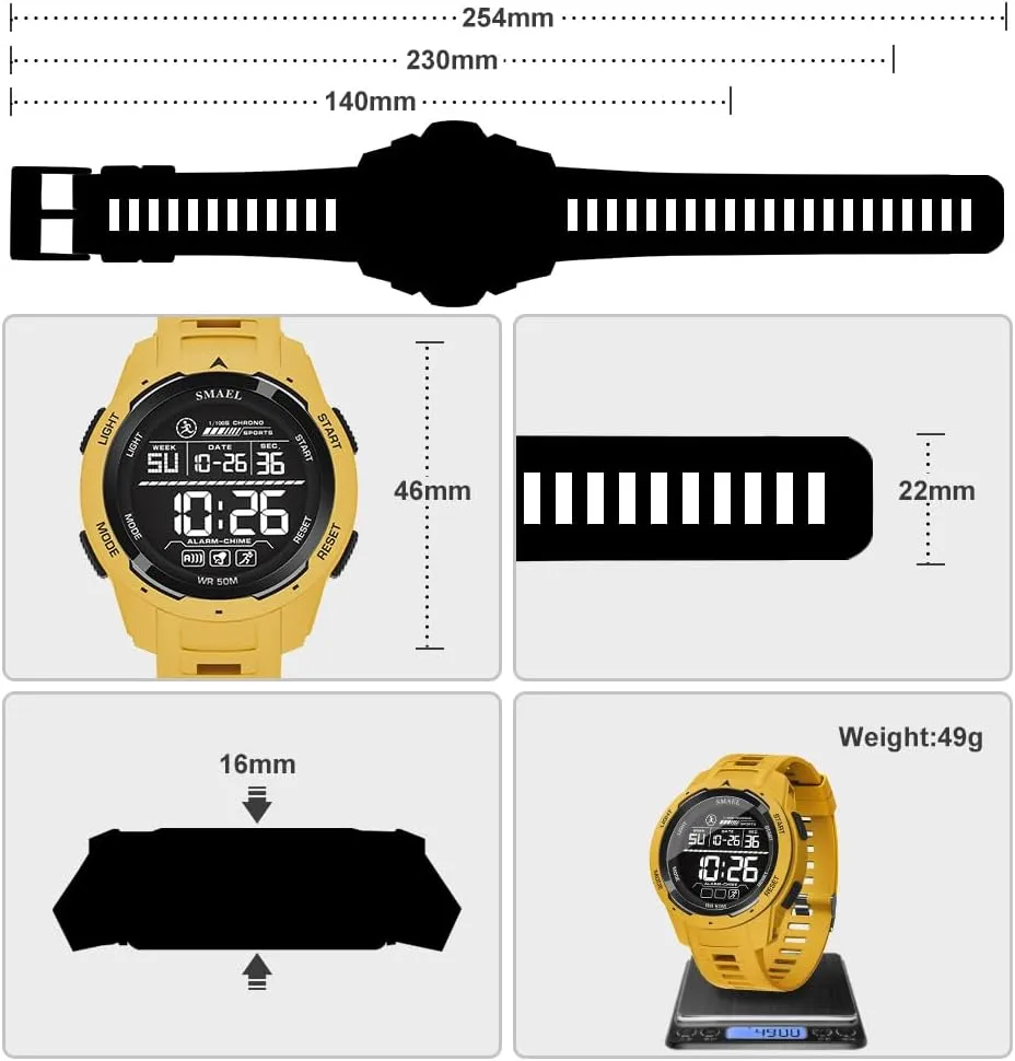 NAVIFORCE Mens Sports Waterproof Digital Chronograph Wrist Watches with Rubber Strap Stopwatch
