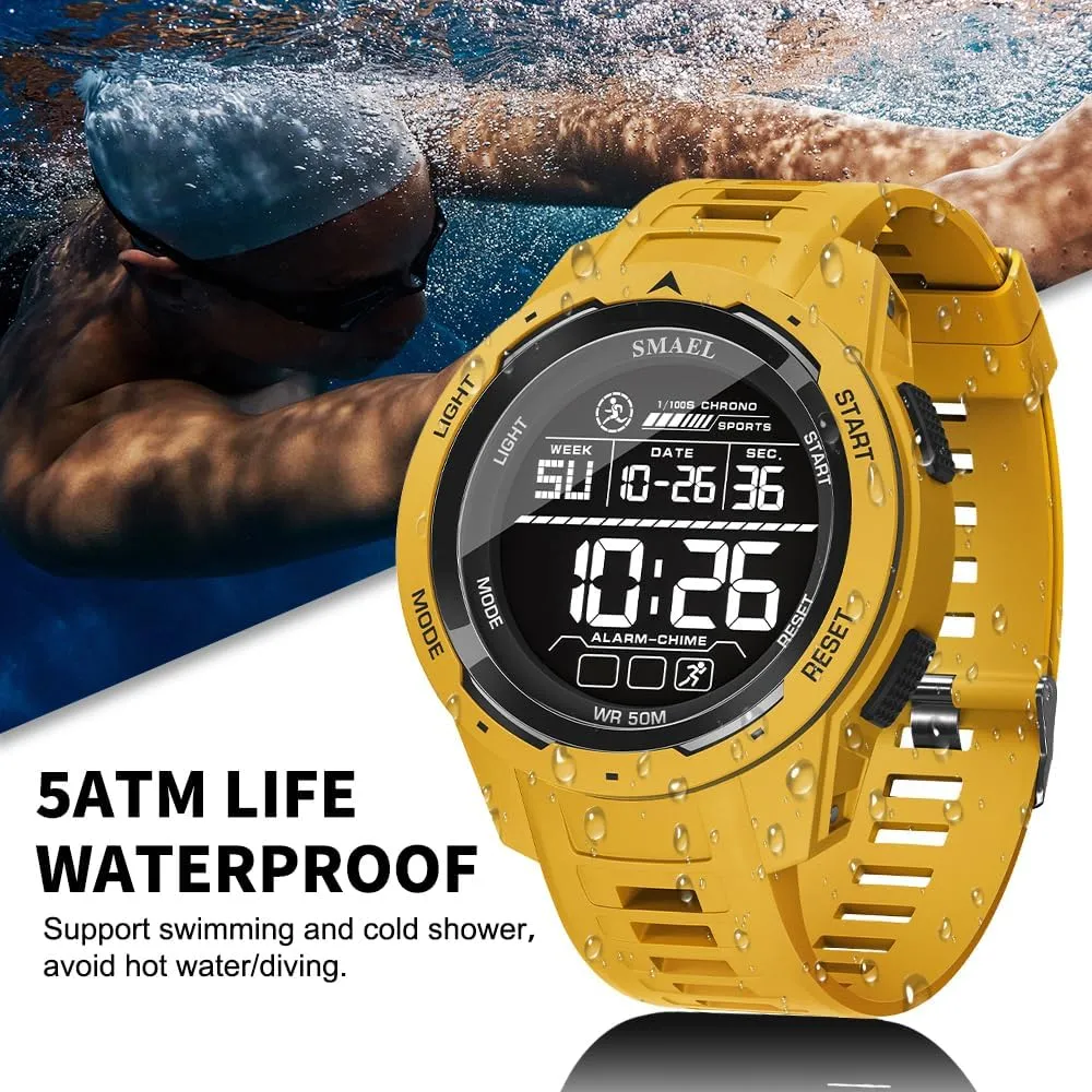 NAVIFORCE Mens Sports Waterproof Digital Chronograph Wrist Watches with Rubber Strap Stopwatch