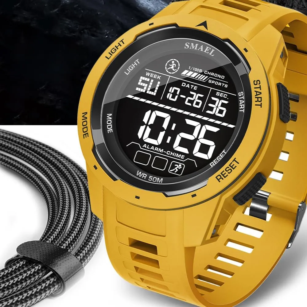 NAVIFORCE Mens Sports Waterproof Digital Chronograph Wrist Watches with Rubber Strap Stopwatch