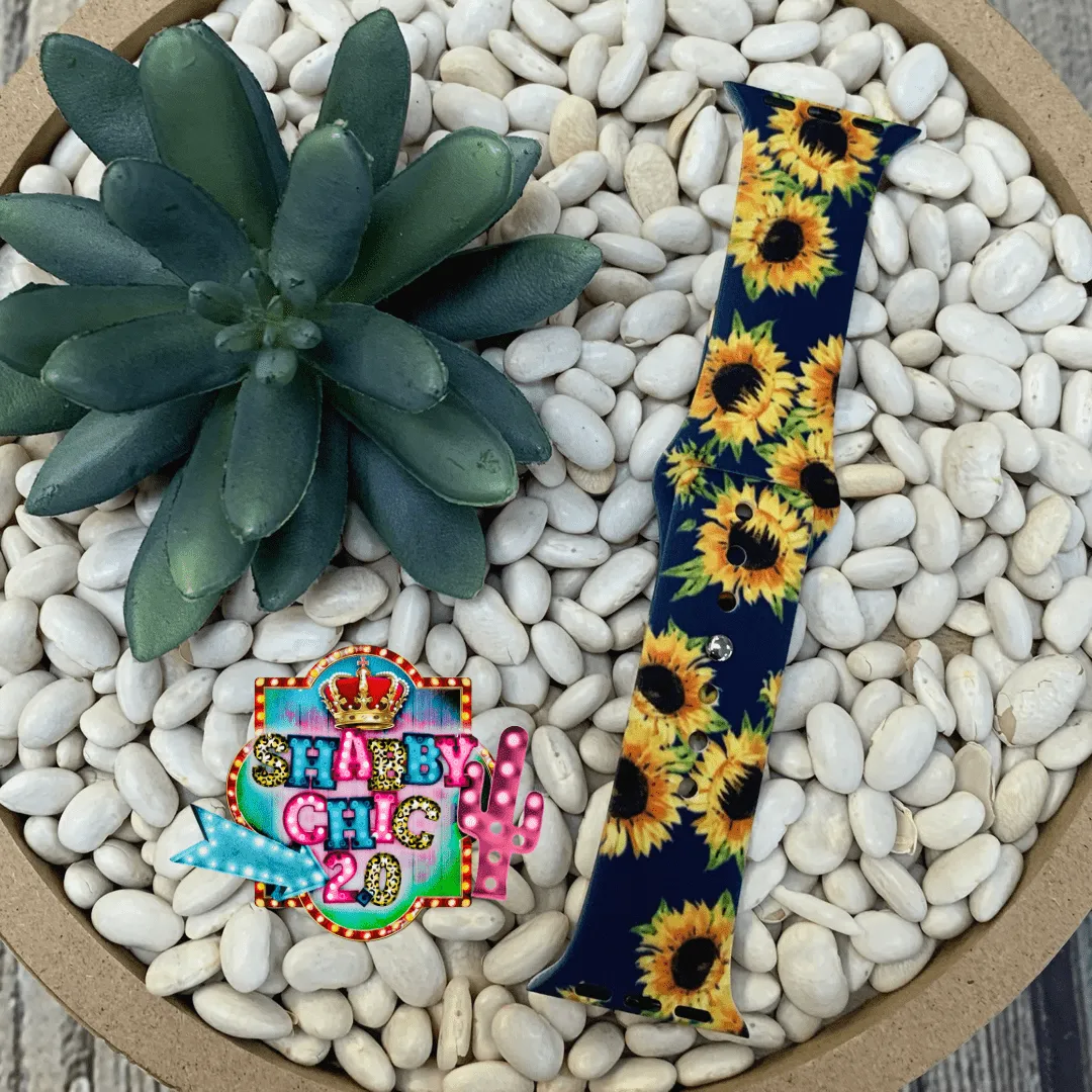 Navy with Sunflower Print Watchbands