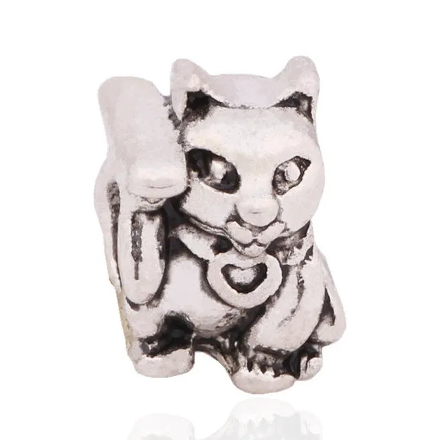 NEW 1pc Free Shipping Silver Bead Charm European Love Heart Clover Owl Boy Paw Family Fashion Bead Fit Pandora Bracelet Necklace