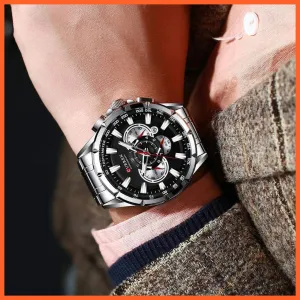 New Casual Sport Chronograph Men'S Watches | Stainless Steel Band Wristwatch Big Dial Quartz Luminous Watch