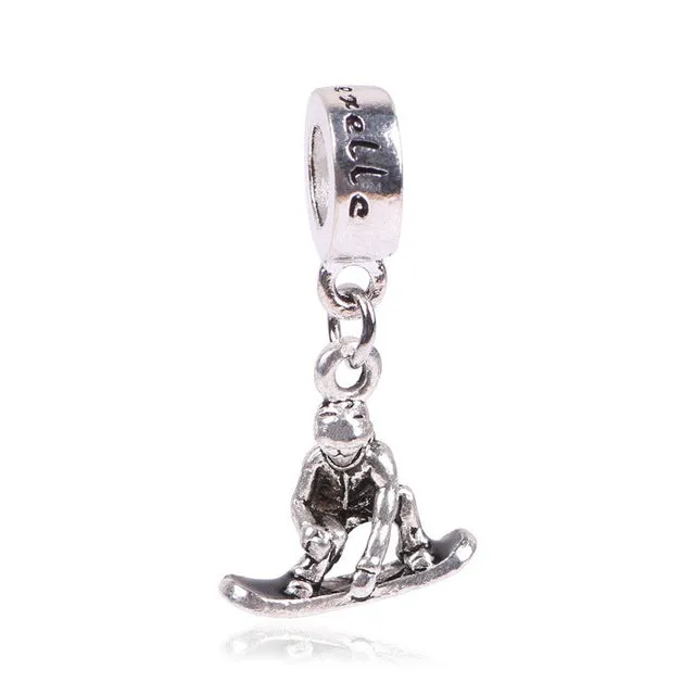 NEW Free Shipping Jewelry Silver Color green Bead Charm Flower Silver Bead with Crystal Fit Pandora Bracelet
