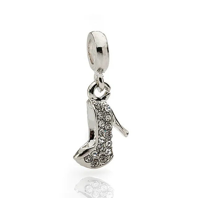 NEW Free Shipping Jewelry Silver Color green Bead Charm Flower Silver Bead with Crystal Fit Pandora Bracelet