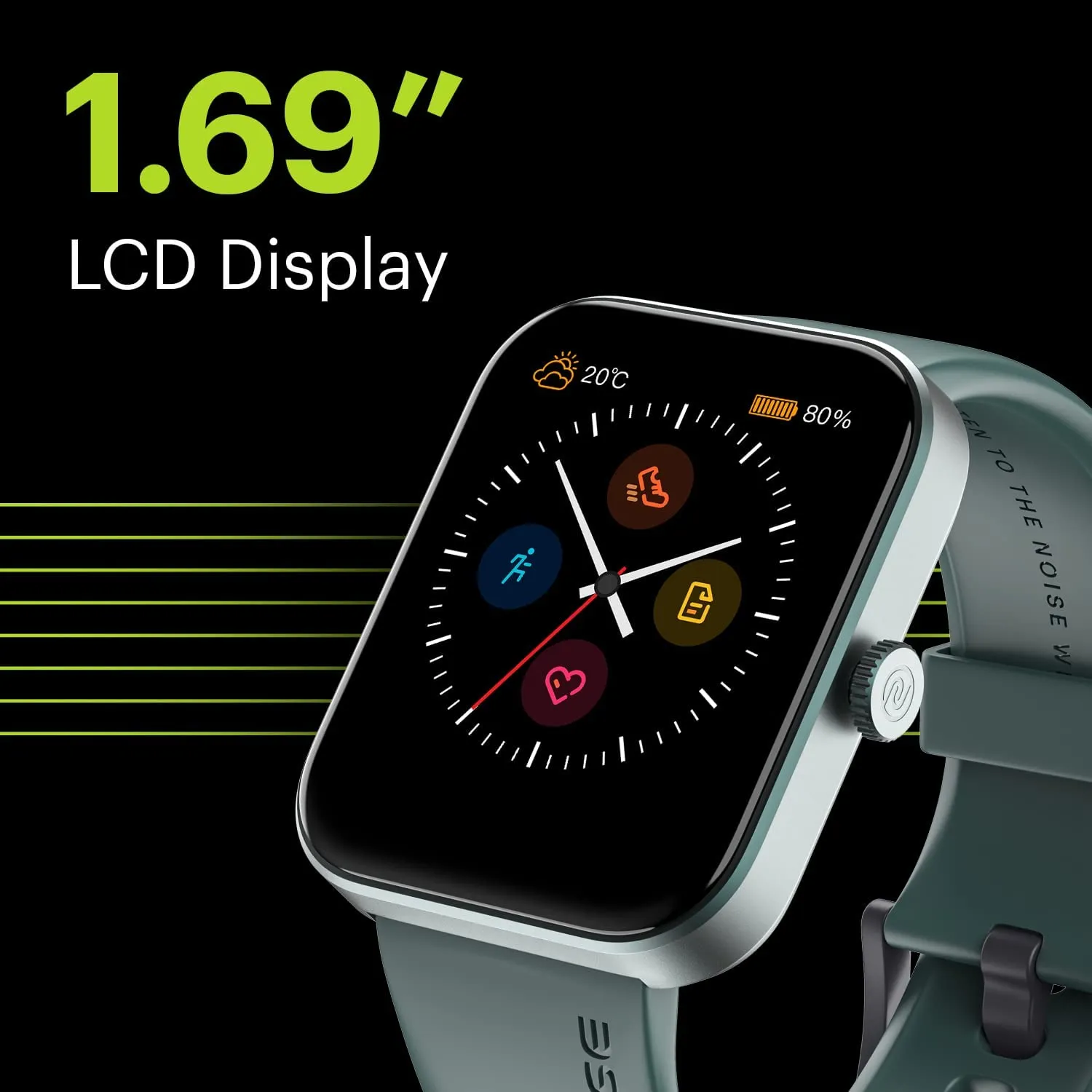 Noise ColorFit Pulse Grand Smart Watch with 1.69"(4.29cm) HD Display, 60 Sports Modes, 150 Watch Faces, Fast Charge, Spo2, Stress, Sleep, Heart Rate Monitoring & IP68 Waterproof (Jet Black)