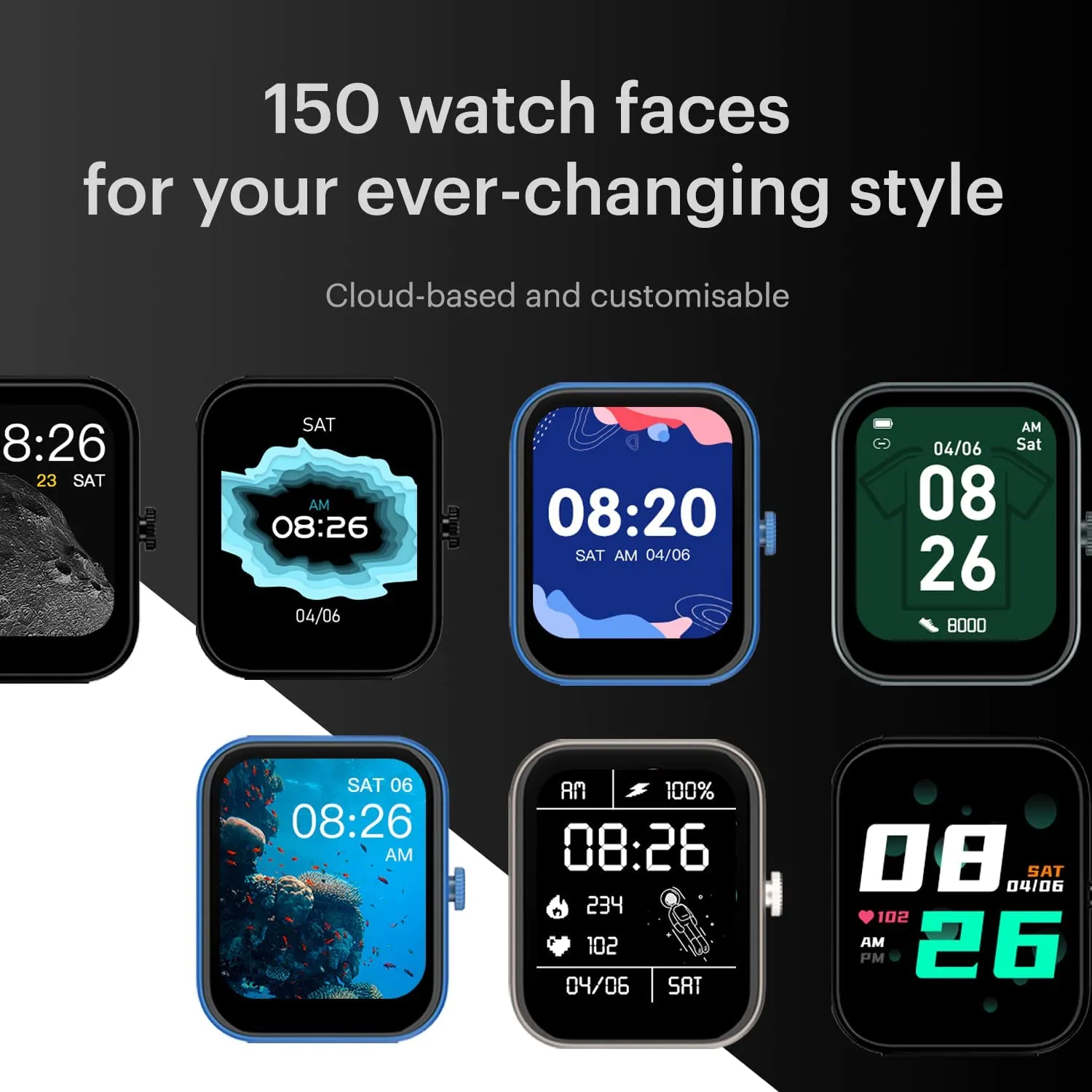 Noise ColorFit Pulse Grand Smart Watch with 1.69"(4.29cm) HD Display, 60 Sports Modes, 150 Watch Faces, Fast Charge, Spo2, Stress, Sleep, Heart Rate Monitoring & IP68 Waterproof (Jet Black)