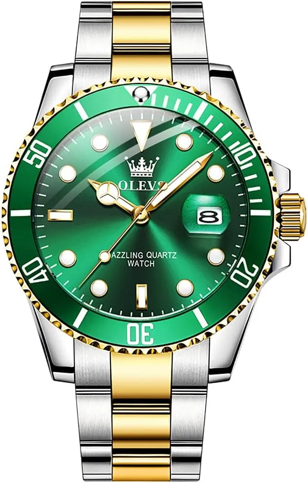 OLEVS Mens Watches Fashion Casual Analog Quartz Watch Waterproof Dress Wrist Watches with Stainless Steel Band Day Window for Men