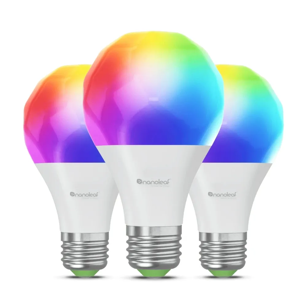 [OPEN BOX] NANOLEAF Essentials Matter E27 Smart Bulb A60 Color Changing RGBCW Bluetooth/Thread Enabled (3 Pack) - White