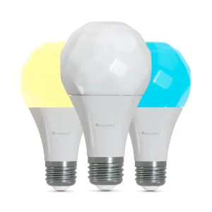 [OPEN BOX] NANOLEAF Essentials Matter E27 Smart Bulb A60 Color Changing RGBCW Bluetooth/Thread Enabled (3 Pack) - White