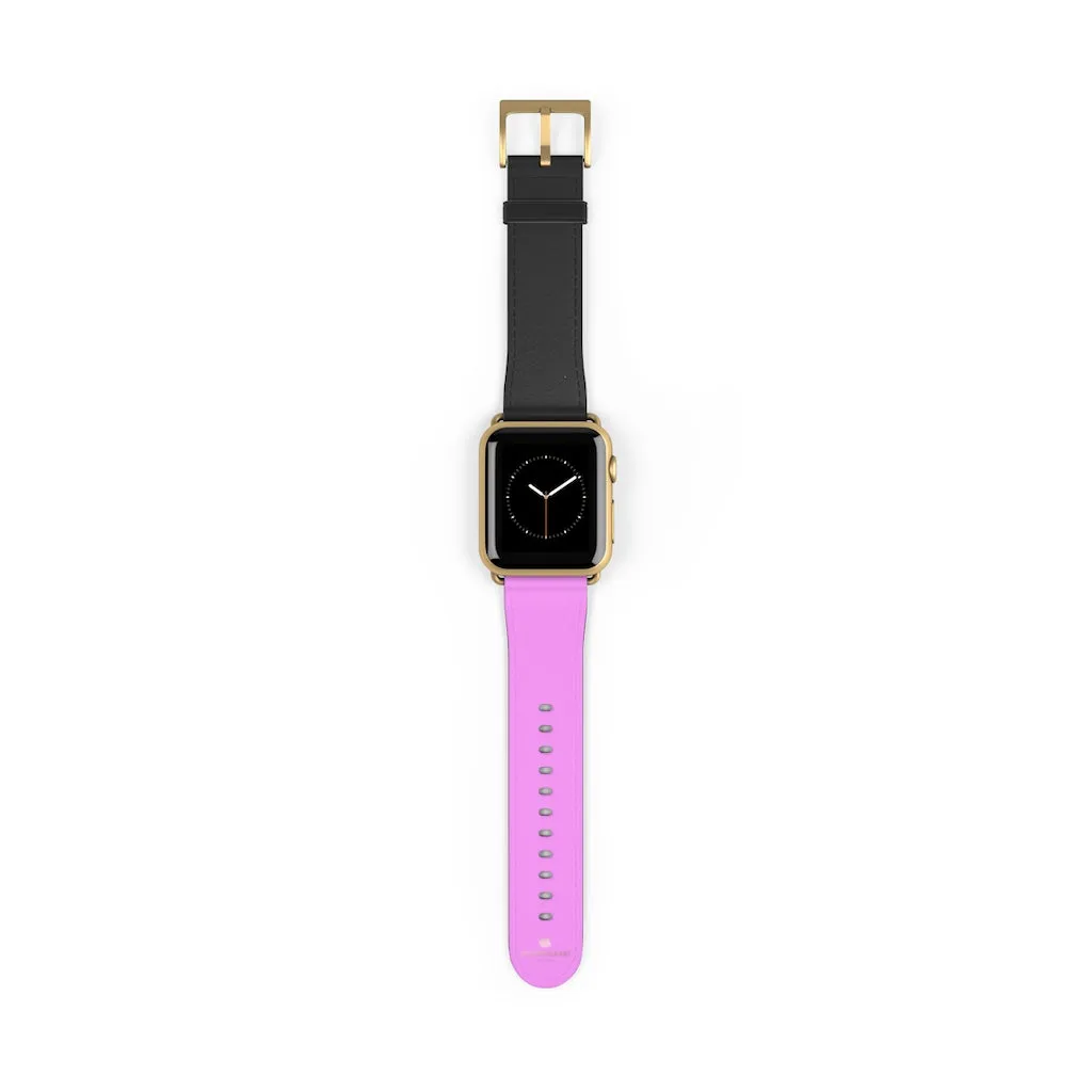 Pink Black Color Watch Band, Solid Color Print 38mm/42mm Watch Band For Apple Watch- Made in USA
