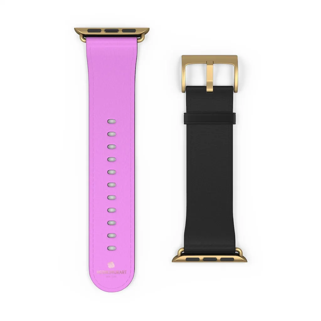 Pink Black Color Watch Band, Solid Color Print 38mm/42mm Watch Band For Apple Watch- Made in USA
