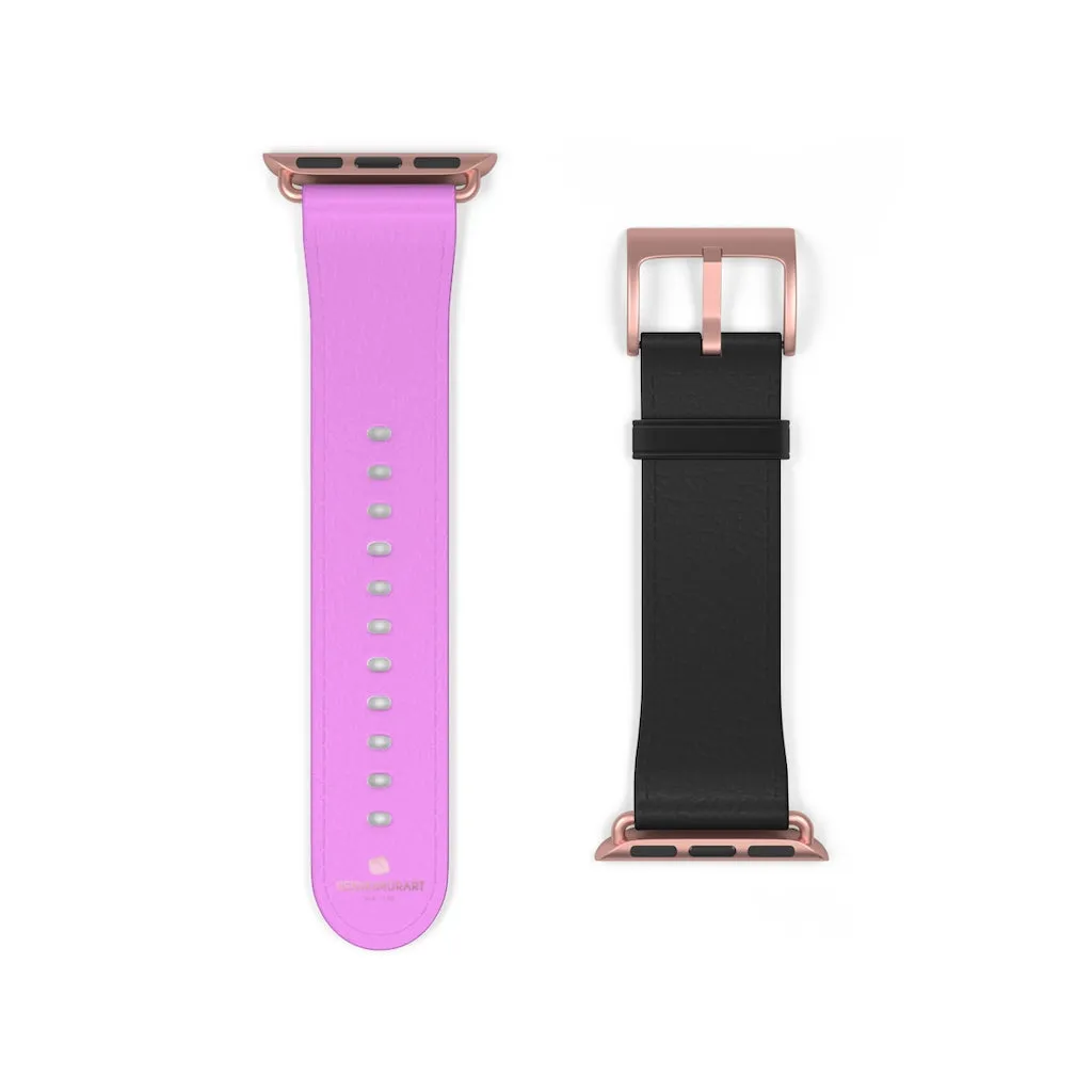 Pink Black Color Watch Band, Solid Color Print 38mm/42mm Watch Band For Apple Watch- Made in USA