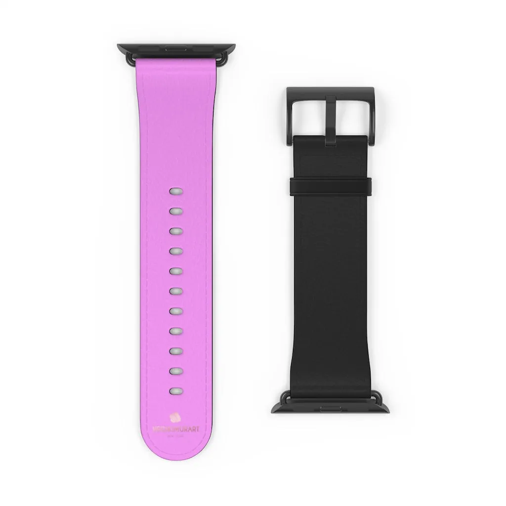 Pink Black Color Watch Band, Solid Color Print 38mm/42mm Watch Band For Apple Watch- Made in USA