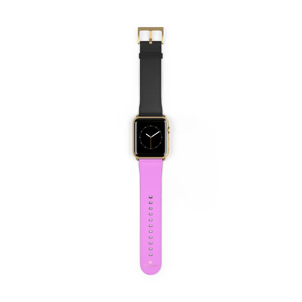 Pink Black Color Watch Band, Solid Color Print 38mm/42mm Watch Band For Apple Watch- Made in USA