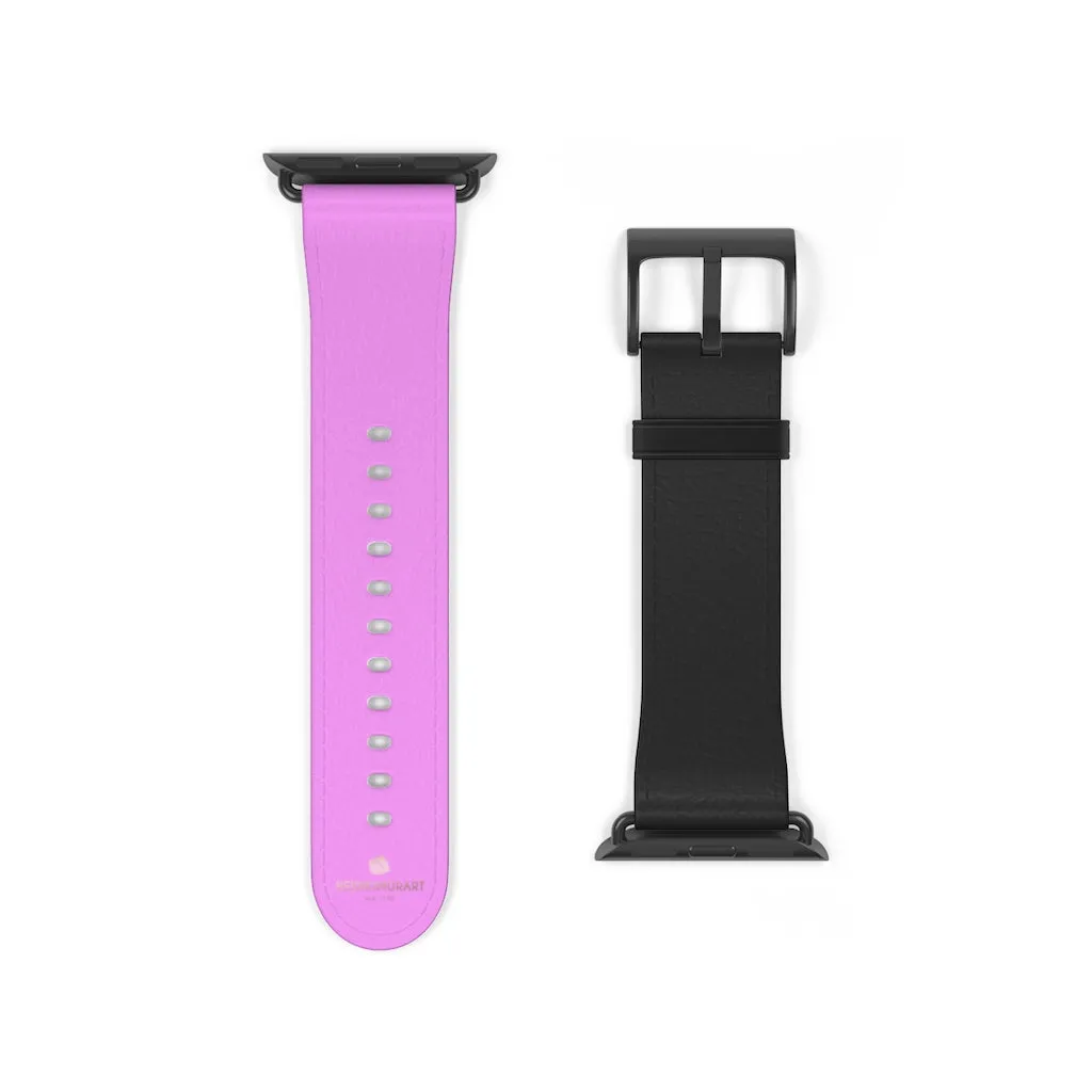 Pink Black Color Watch Band, Solid Color Print 38mm/42mm Watch Band For Apple Watch- Made in USA