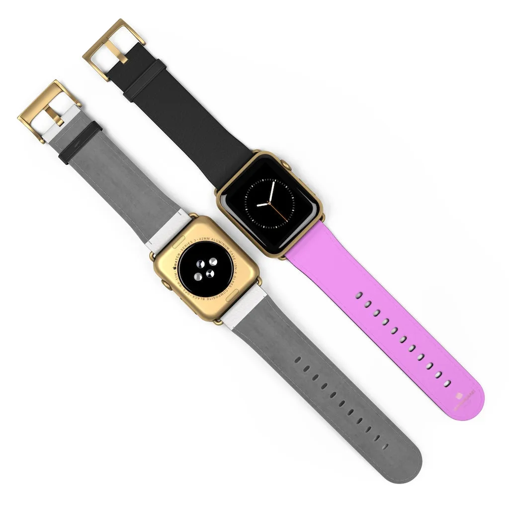 Pink Black Color Watch Band, Solid Color Print 38mm/42mm Watch Band For Apple Watch- Made in USA