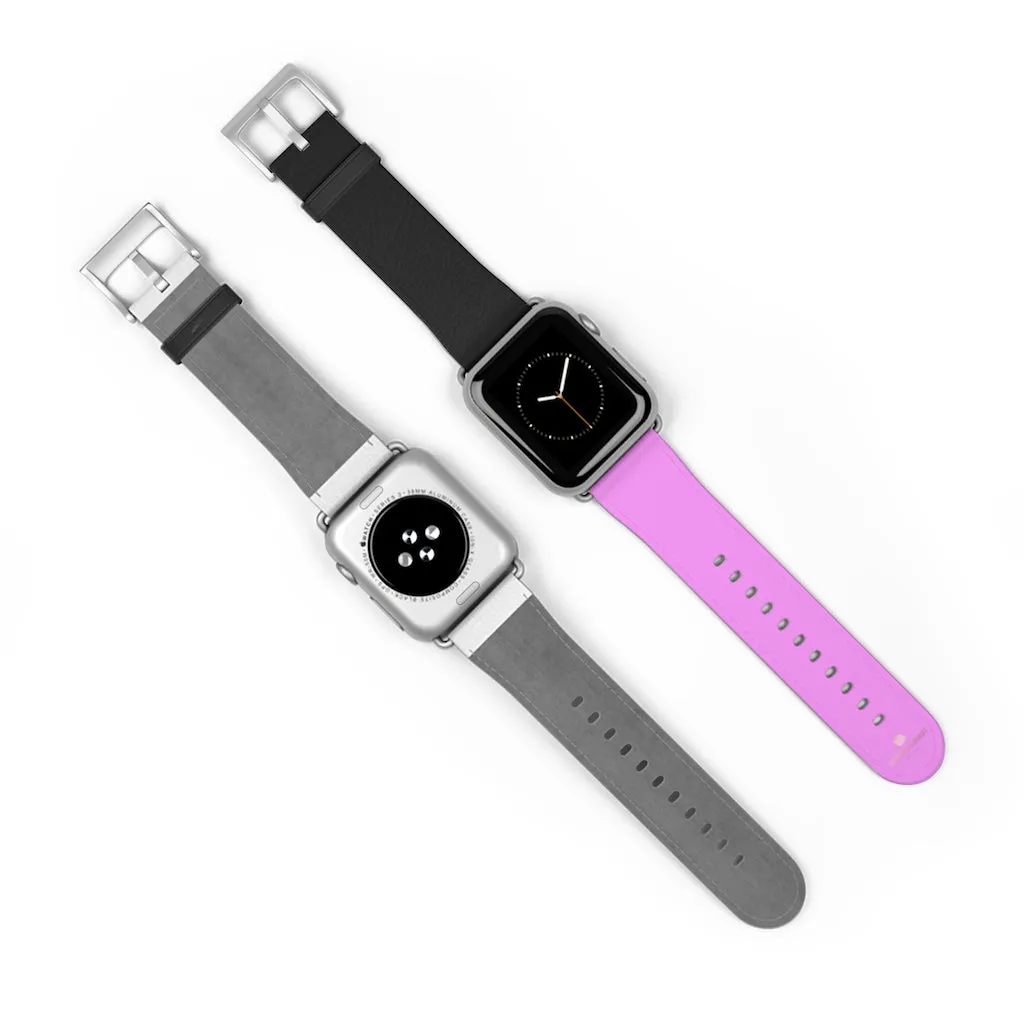 Pink Black Color Watch Band, Solid Color Print 38mm/42mm Watch Band For Apple Watch- Made in USA