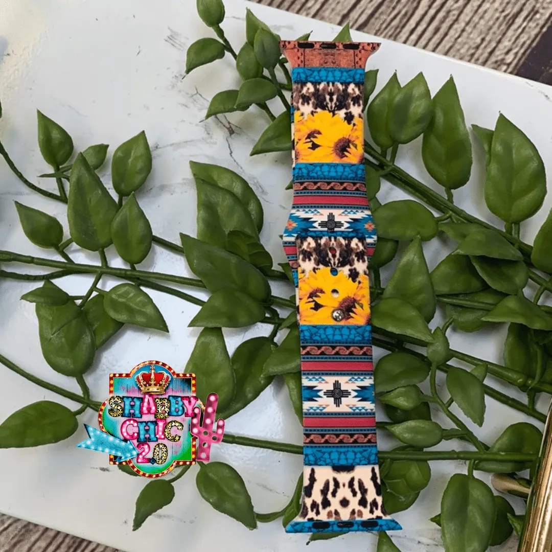 Pony Print Sunflowers Aztec Watchbands