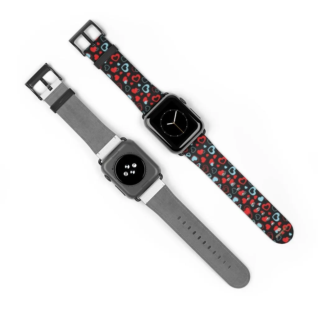 Red Hearts Apple Watch Band, Heart Shaped V Day Apple Watch Bands - Made in USA