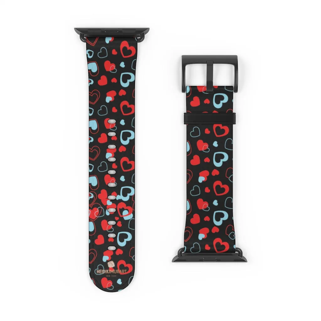 Red Hearts Apple Watch Band, Heart Shaped V Day Apple Watch Bands - Made in USA